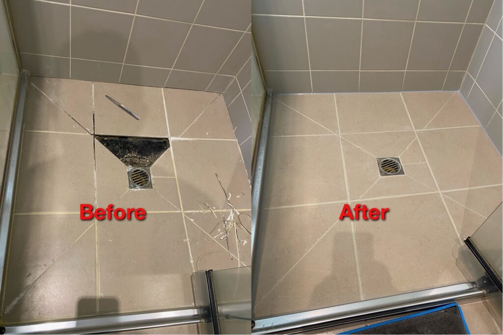 shower regrouting and sealing before and after Melbourne