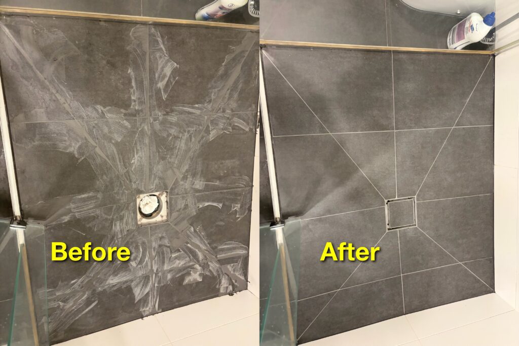 shower regrout before and after Melbourne